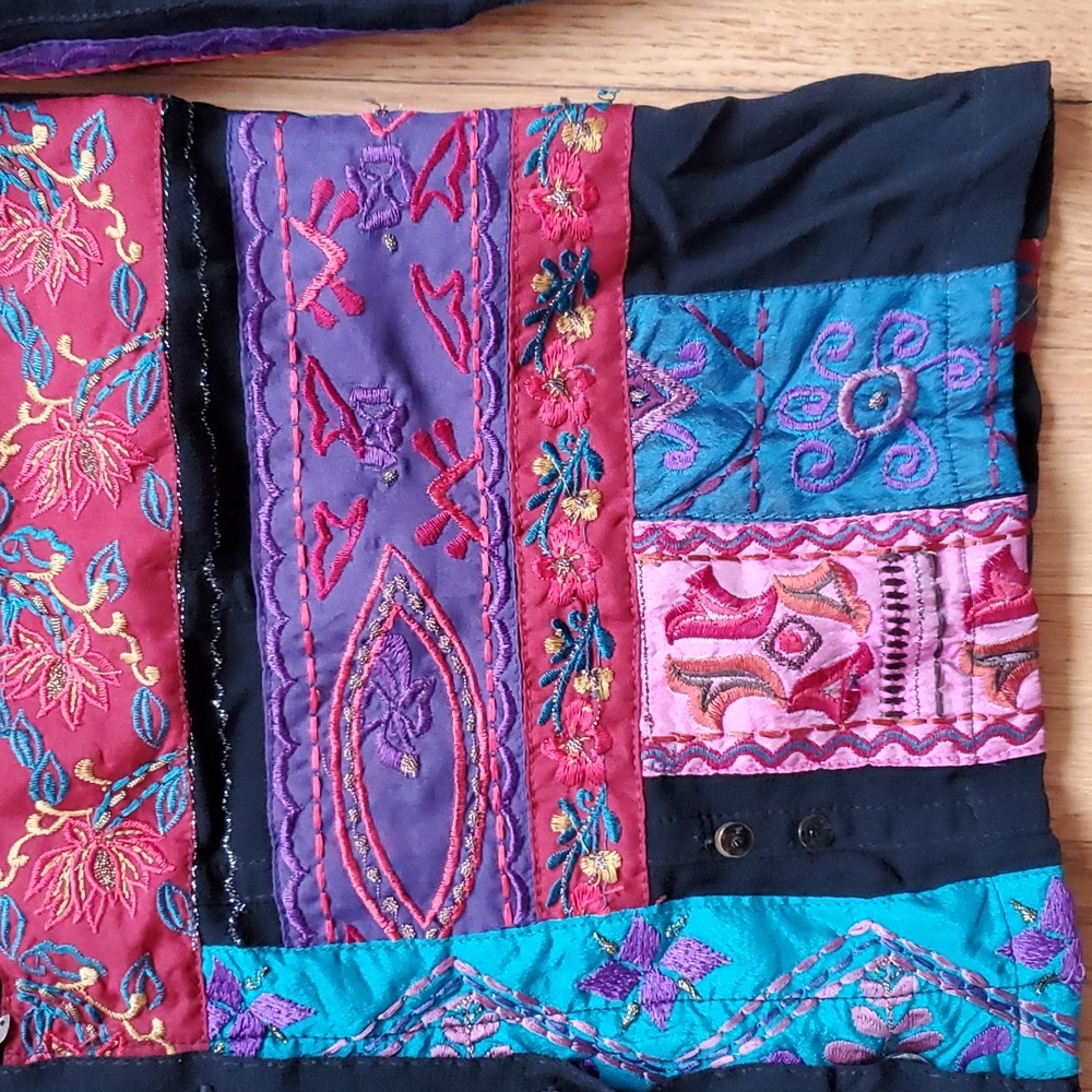 Chico's Design Patchwork Embroidered Jacket M - image 2